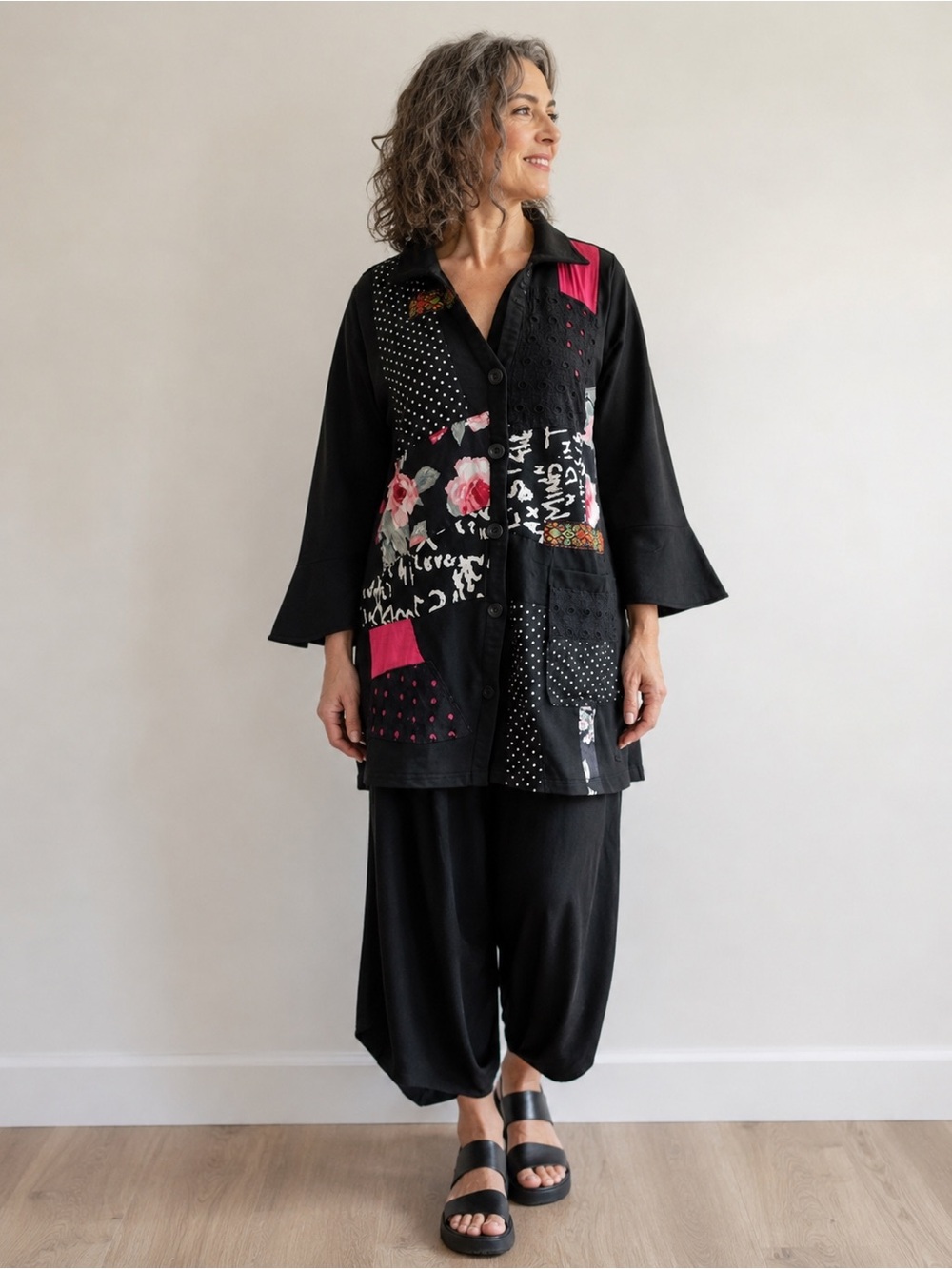 Japanese inspired Patchwork Artwear Tunic Jacket Boho Lagenlook Chic